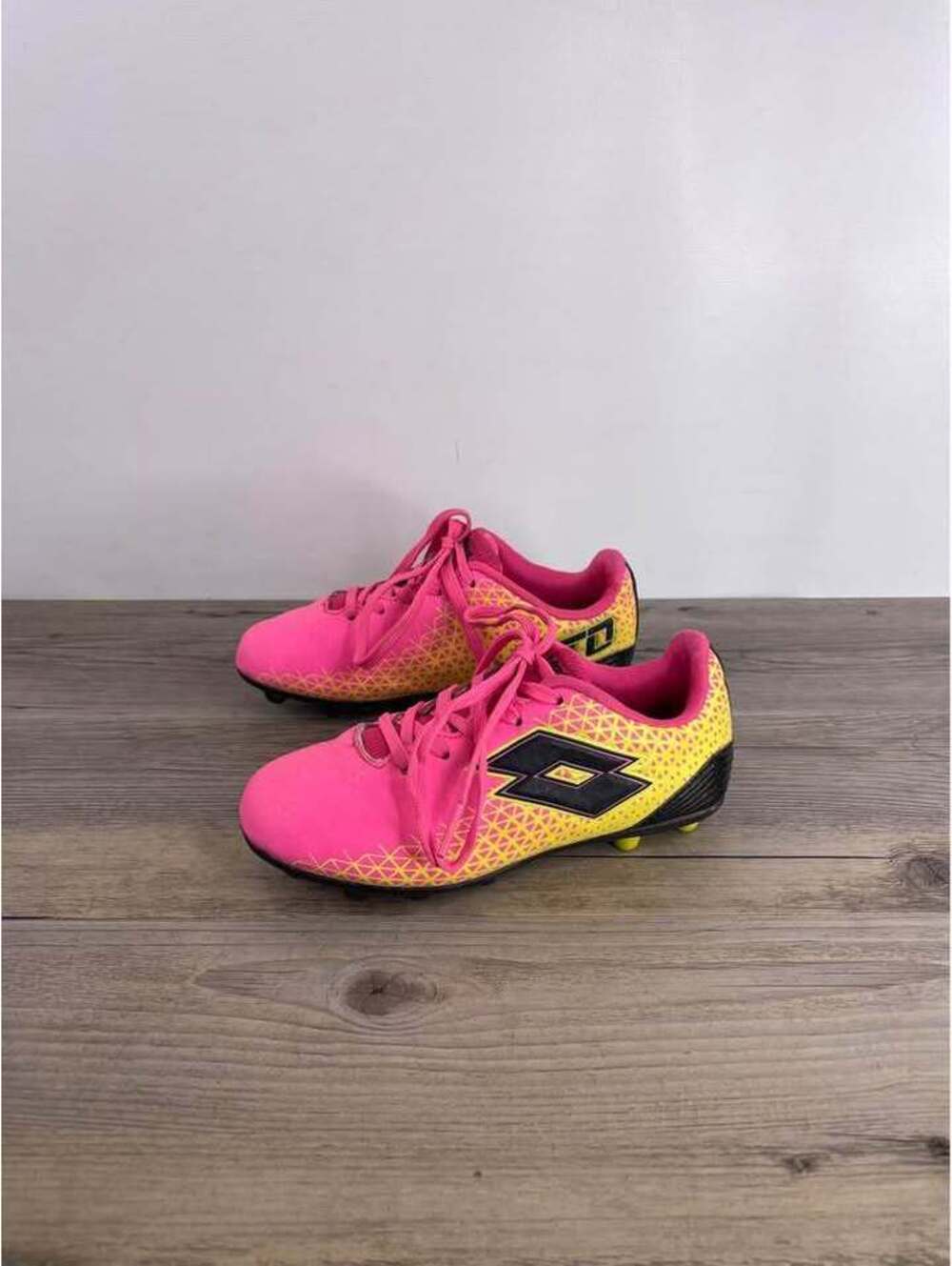 Lotto Pink and Yellow Soccer Cleats Size 1Y